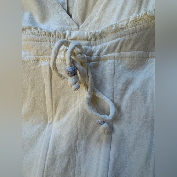 Maeve Anthropologie Puff-Sleeve Corset Linen Midi Dress - White Size Large - Picture 15 of 16